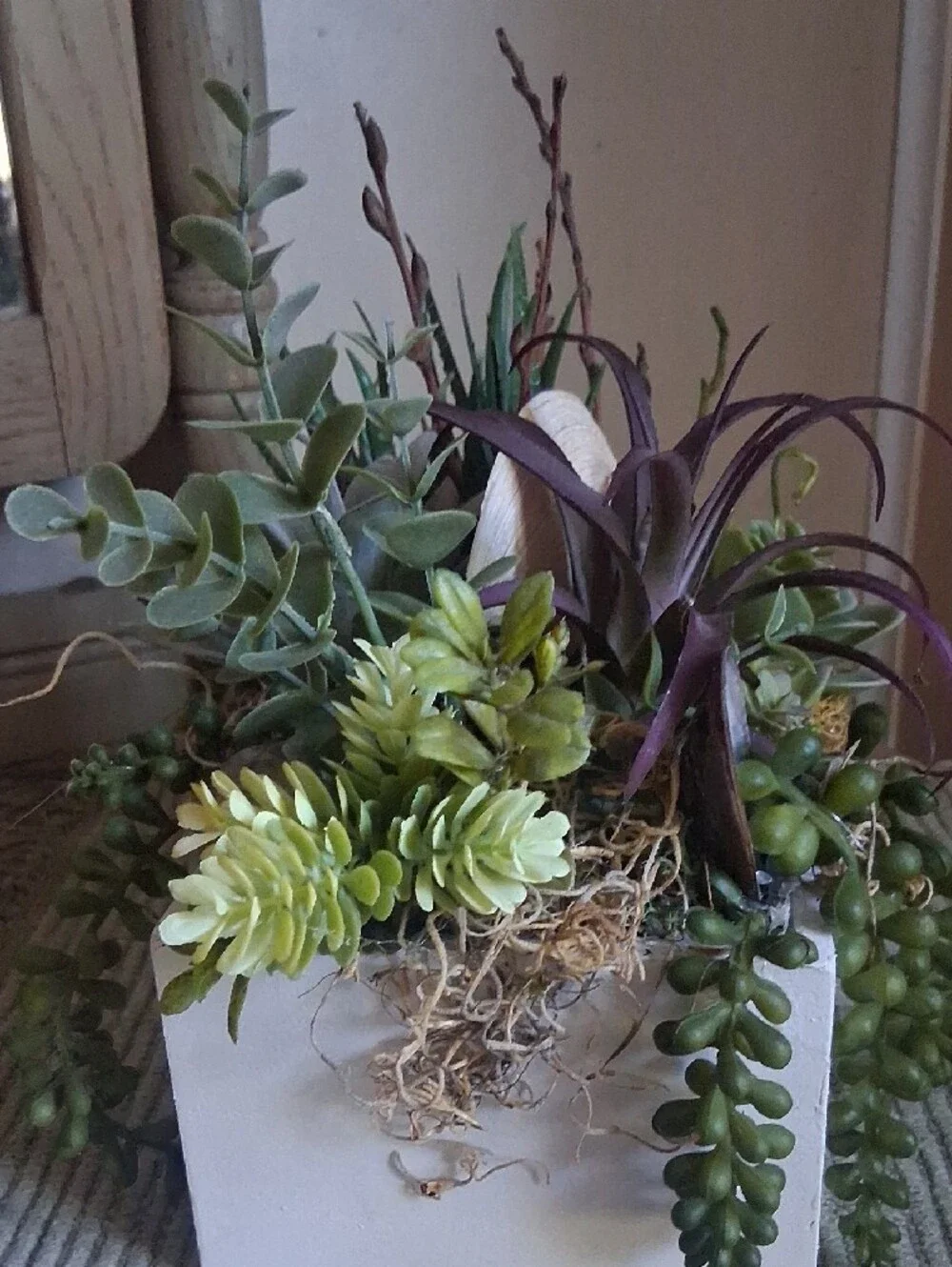 Home Accents Faux Succulent Arrangement in White Planter